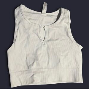 Women's White Ribbed Tank Crop Top